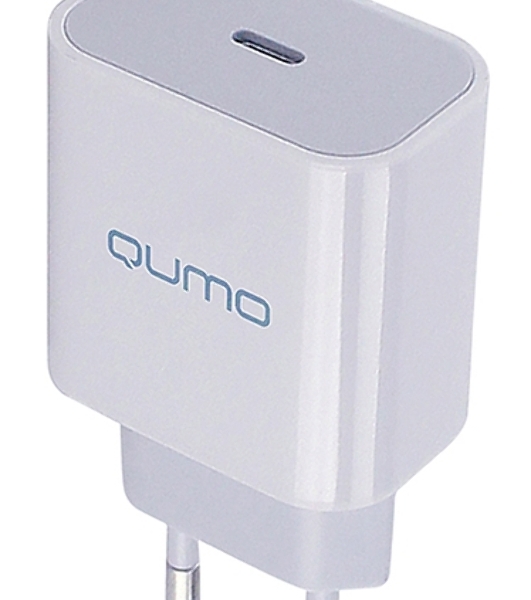 Сетевое зарядное устройство Qumo Energy light PD 20Вт, (модель 0105), USB Type-C PD, + кабель 1м. Type-C на Type-C, белый