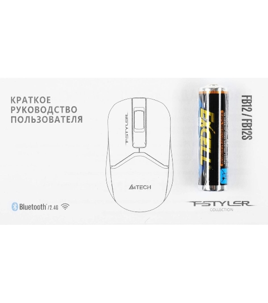 Мышь беспроводная A4Tech Fstyler FB12 черный, 1200 dpi, радиоканал, Bluetooth, USB, кнопки - 3