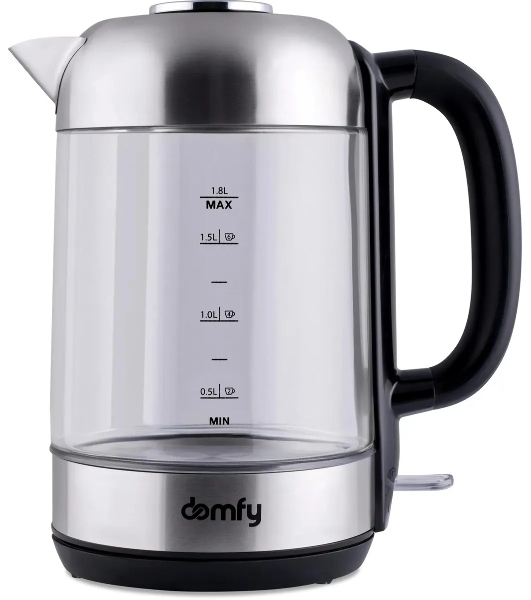 Чайник электрический Domfy DSM-EK401 1.8л. 2200Вт черный/прозрачный (корпус: стекло)