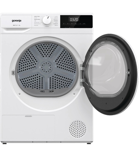 Сушильная машина Gorenje DHNE82/C белый, 8 кг, сушка - тепловой насос, программ - 15, 59.5 x 84.5 x 58 см