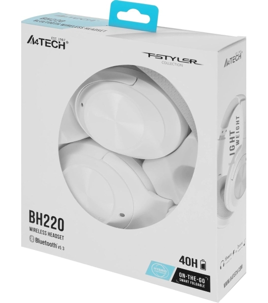 Беспроводные наушники A4Tech Bloody BH220 белый, полноформатные, Bluetooth, до 80 ч