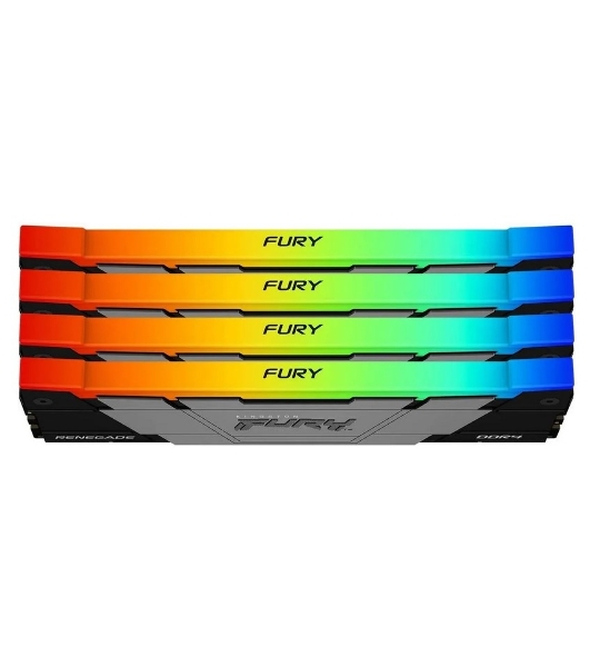 Оперативная память Kingston Fury Renegade, DDR4, 64GB (4x16GB), 3600MHz, CL16, DIMM, с радиатором, RGB, серебристый/черный