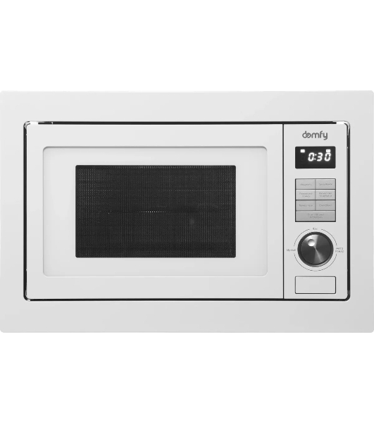Встраиваемая микроволновая печь Domfy DM2540BW WG белый, 25 л, 900 Вт, переключатели - кнопки/поворотный мехинизм