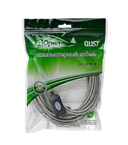 Кабель AM/AF USB2.0 10м AOpen удлинитель активный(с усилителем) USB2.0-repeater, ACU823-10M