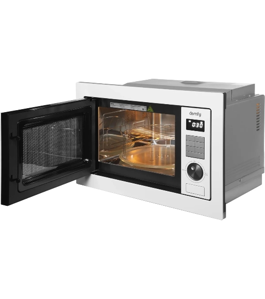 Встраиваемая микроволновая печь Domfy DM2540BW WG белый, 25 л, 900 Вт, переключатели - кнопки/поворотный мехинизм