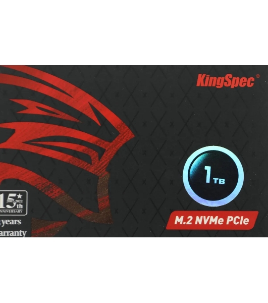 Накопитель SSD KingSpec NE-1Tb, 1Tb, PCIe 3.0 x4, M.2 2280, NVMe, R/W 2400/1900