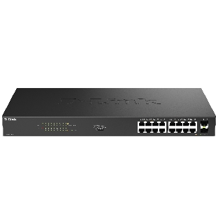 Коммутатор D-Link DGS-1018P/B1A, 16×1 Гбит/с + 2×1 Гбит/с SFP, неуправляемый