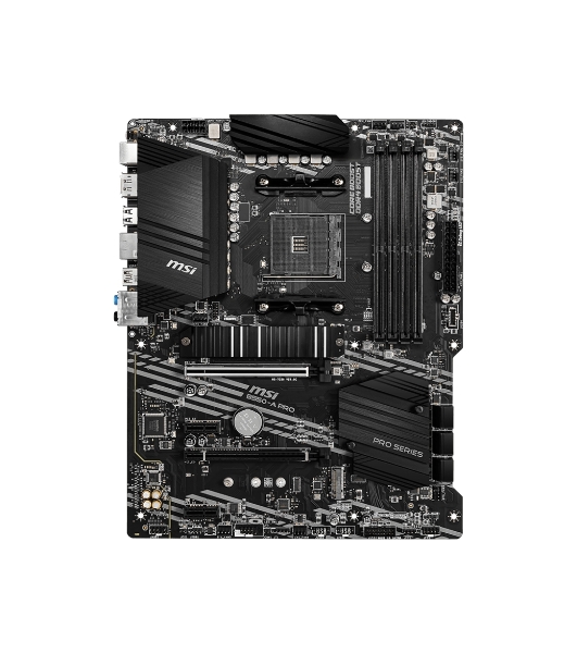 Материнская плата MSI B550-A PRO, AM4, AMD B550, 4xDDR4, 6xSATA, 2xM.2, 1xPCI-E 4.0 x16, 1xPCI-E 3.0 x16, 2xPCI-E x1, 1xHDMI, 1xDP, 1x 1Gb LAN, 4xUSB-A 2.0, 2xUSB-A 3.2 Gen 1, 1xUSB-A 3.2 Gen 2, 1xUSB-C 3.2 Gen 2, 6x3.5 мм, 7.1, ATX