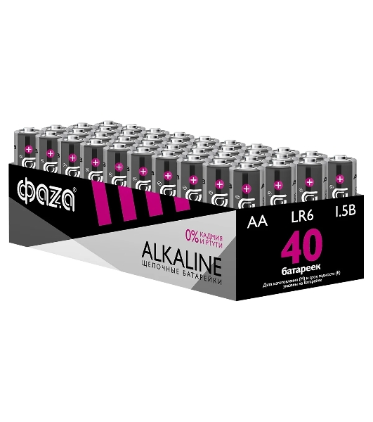 Элемент питания щелочной LR6 Alkaline Pack-40 (уп.40шт) ФАZА 5023017, 1.5 В