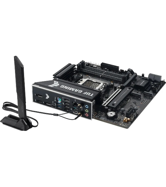 Материнская плата ASUS TUF GAMING B850M-E WIFI, AM5, AMD B850, 4xDDR5, 4xSATA, 3xM.2, 1xPCIe 5.0 x16, 1xPCIe 3.0 x1, 1xHDMI, 2xDP, 1x2.5Gb LAN, Wi-Fi 6E, Bluetooth 5.3, 1xUSB-C 10Gbps, 1xUSB-A 10Gbps, 2xUSB-A 5Gbps, 4xUSB-A 2.0, 3x3.5 мм, 7.1, mATX