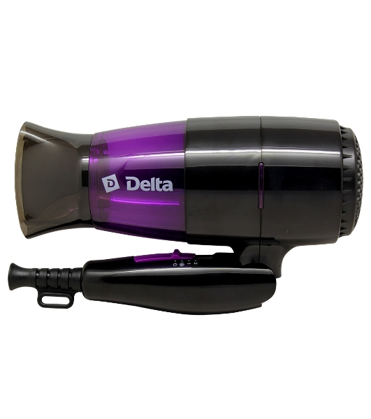Фен Delta DL-0907 черный/фиолетовый, 1400 Вт, компактный
