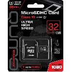 Флеш карта QUMO MicroSDHC 32Gb Сlass 10 UHS-I U3,3.0, адаптер в комплекте SD, черно-красная картонная упаковка (QM32GMICSDHC10U3), фото 1