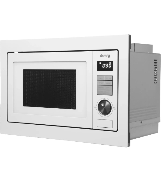 Встраиваемая микроволновая печь Domfy DM2540BW WG белый, 25 л, 900 Вт, переключатели - кнопки/поворотный мехинизм