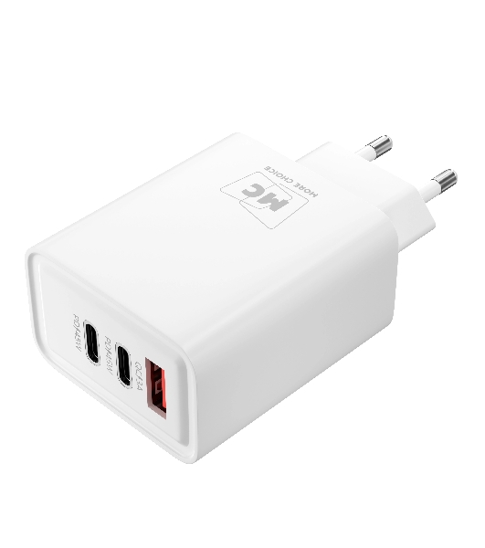Сетевое зарядное устройство MORE CHOICE NC90 1USB+2Type-C 3.0A PD 45W, белый