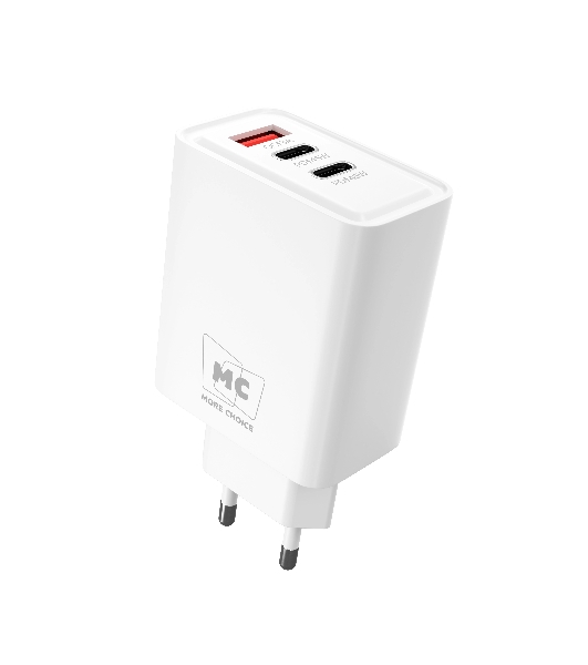 Сетевое зарядное устройство MORE CHOICE NC90 1USB+2Type-C 3.0A PD 45W, белый