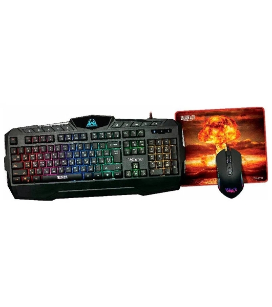 Комплект клавиатура+мышь Qumo Wartime проводной, USB, 3200 DPI, чёрный
