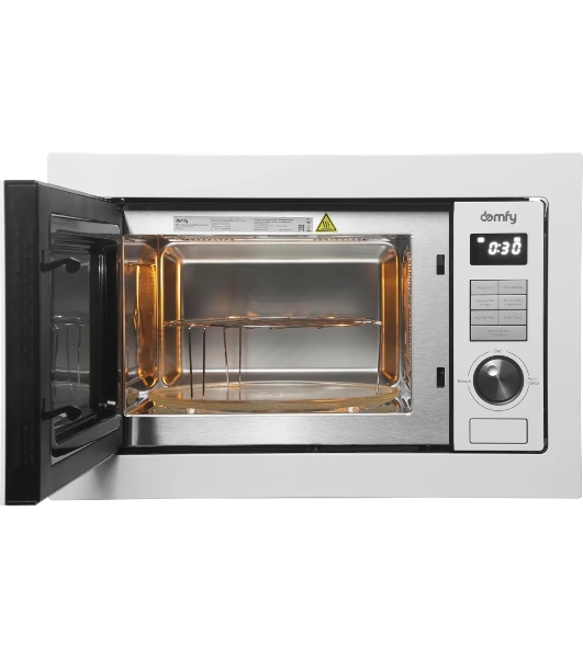 Встраиваемая микроволновая печь Domfy DM2540BW WG белый, 25 л, 900 Вт, переключатели - кнопки/поворотный мехинизм