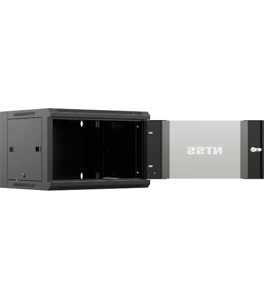 Шкаф коммутационный NTSS NTSS-W12U6045GS (NTSS-W12U6045GS-BL) настенный 12U 570x450 мм пер. дв. стекл 60 кг черный 350 мм 22.2 кг 220 град. 635 мм IP20 сталь