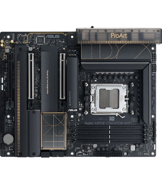 Материнская плата ASUS PROART X870E-CREATOR WIFI, AM5, AMD X870E, 4xDDR5, 4xSATA, 4xM.2, 2xPCIe 5.0 x16, 1xPCIe 4.0 x4, 2xUSB-C 40Gbps, 1xUSB-C 20Gbps, 7xUSB-A 10Gbps, 1xUSB-A 2.0, 1xDP (v1.4), 1xHDMI (v2.1), 1x10Gb LAN, 1x2.5Gb LAN, Wi-Fi 7, Bluetooth 5.4, 3x3.5 мм, 7.1, ATX