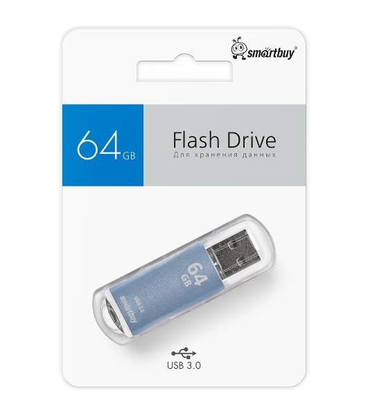Флешка USB Smartbuy V-Cut Blue (SB64GbVC-B3), 64Gb, USB 3.0, R/W 75/30, голубой