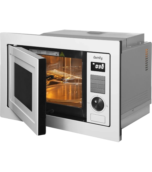 Встраиваемая микроволновая печь Domfy DM2540BW WG белый, 25 л, 900 Вт, переключатели - кнопки/поворотный мехинизм