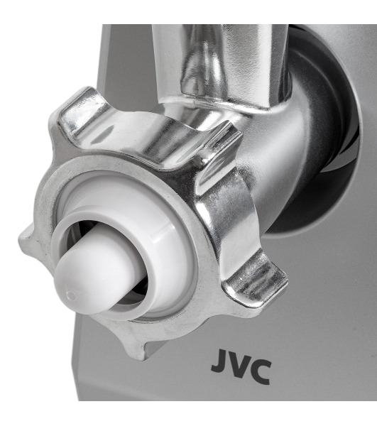 Мясорубка электрическая JVC JK-MG128 черный, 2500 Вт, 2.7 кг/мин, реверс, металлический лоток, насадки - 4