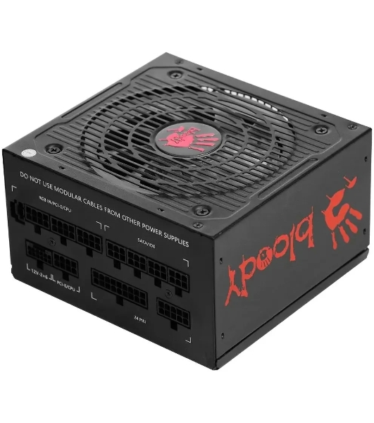 Блок питания Bloody BD-PS750G, 750Вт, 80 PLUS Gold, 120мм, модульный, черный