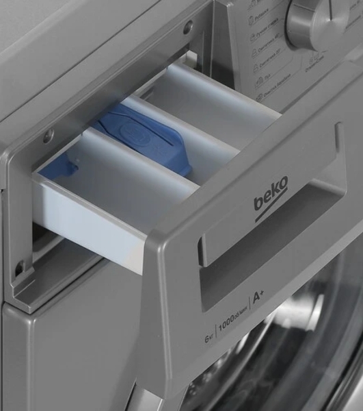 Стиральная машина Beko WRE 65P1 BSS серебристый, загрузка фронтальная 6 кг, 1000 об/мин., класс: А