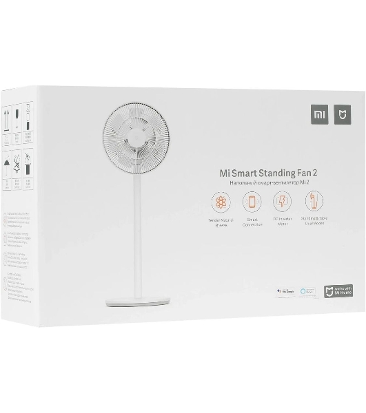Вентилятор Xiaomi Mi Smart Standing Fan 2 белый, напольный, 15 Вт, 100 скоростей, 35.5 см