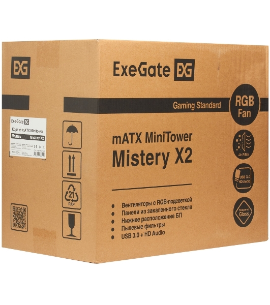 Компьютерный корпус Minitower ExeGate Mistery X2-NPX500