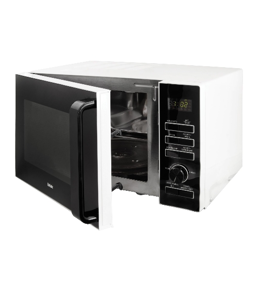 Микроволновая печь BBK 25MWC-992T/WB белый/черный, 25 л, 900 Вт, переключатели - кнопки, поворотный механизм