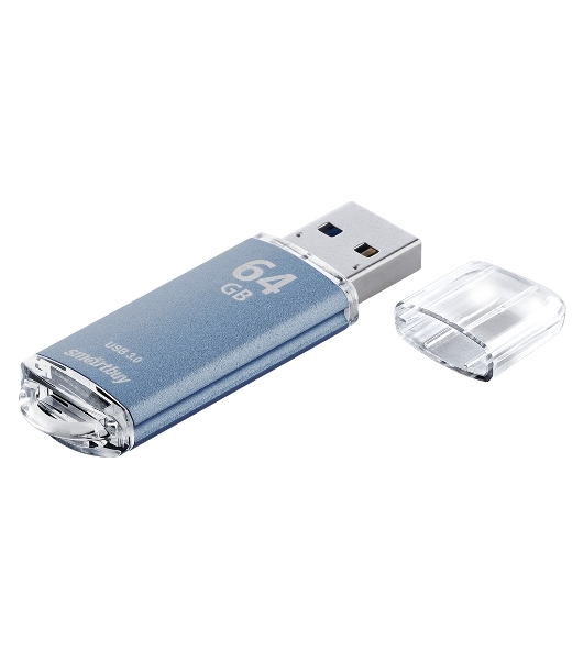 Флешка USB Smartbuy V-Cut Blue (SB64GbVC-B3), 64Gb, USB 3.0, R/W 75/30, голубой