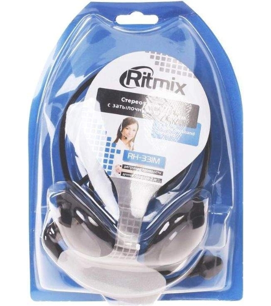 Гарнитура Ritmix RH-331M чёрный, проводная, 3.5 мм