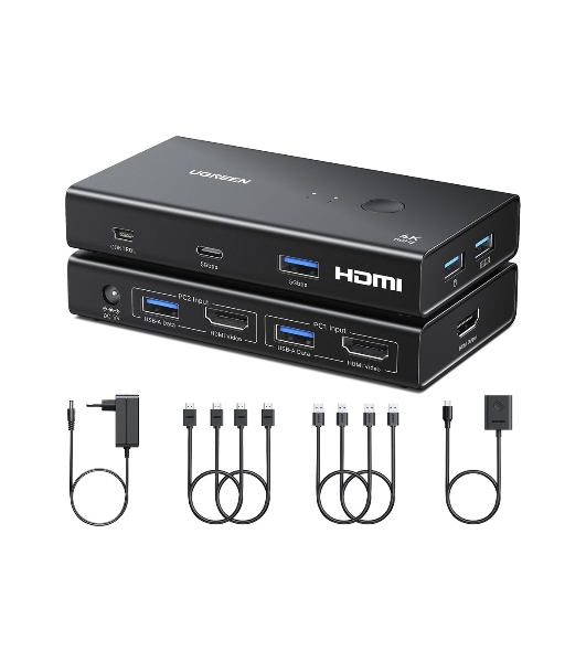 Переключатель UGREEN AK502 45452_ HDMI 2.0 KVM Switch 2 In 1 Out. цвет: черный