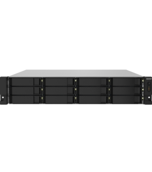 Сетевое хранилище без дисков SMB QNAP TS-1232PXU-RP-4G 12-Bay quad-core 64-bit AL324 1.7 GHz rackmount NAS with 250W redundant PSU, 4Gb DDR4 UDIMM RAM (max 1x16GB), SATA 6Gb/s, 2x 10GbE SFP+ LAN, 2x2.5 GbE LAN, 1x PCIe Gen2 x2 slot. W/o RAIL-B02