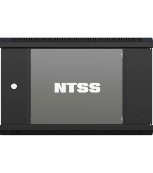 Шкаф коммутационный NTSS NTSS-W12U6045GS (NTSS-W12U6045GS-BL) настенный 12U 570x450 мм пер. дв. стекл 60 кг черный 350 мм 22.2 кг 220 град. 635 мм IP20 сталь