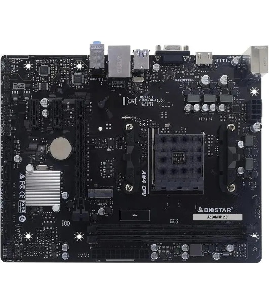 Материнская плата Biostar A520MHP 2.0, AM4, AMD A520, 2xDDR4, 4xSATA, 1xM.2, 1xPCIe 3.0 x16, 2xPCIe 3.0 x1, 1xVGA, 1xHDMI, 1x1Gb LAN, 2xUSB-A 5Gbps, 4xUSB-A 2.0, 3x3.5 мм, 7.1, mATX