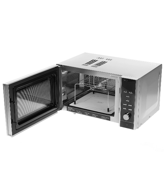 Микроволновая печь CASO MG 25 Ceramic Menu серебристый/черный, 25 л, 900 Вт, переключатели - кнопки, поворотный механизм