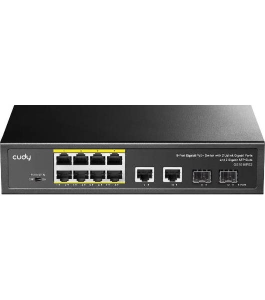 Коммутатор Cudy GS1010PS2, 8×1 Гбит/с, 2×1 Гбит/с Combo (RJ-45/SFP), 2×1 Гбит/с SFP
