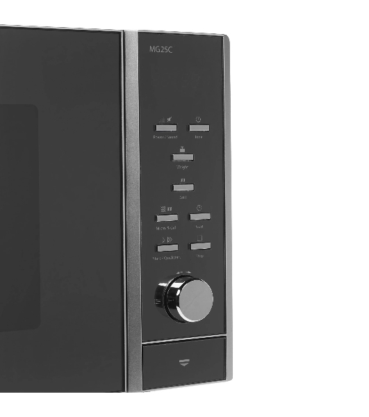 Микроволновая печь CASO MG 25 Ceramic Menu серебристый/черный, 25 л, 900 Вт, переключатели - кнопки, поворотный механизм