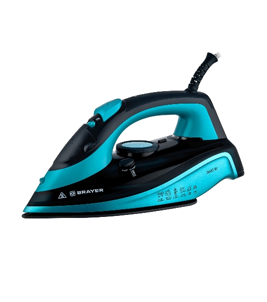 Утюг BRAYER BR4019 голубой/черный, 2400 Вт, 25 г/мин, 140 г/мин, 320 мл
