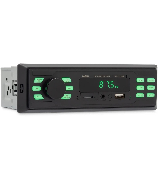Автомагнитола Digma MCP-225G, 1 DIN, Bluetooth, USB Type-A, AUX