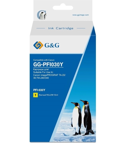 Картридж струйный G&G GG-PFI030Y PFI-030Y желтый (55мл) для Canon imagePROGRAF TA-20/30