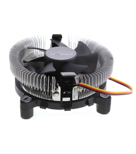 Кулер для процессора Crown CM-80 v2 серебристый/черный, 75 мм, алюминий, 2200 об/мин, 22 дБ, 3 pin, 65 Вт, 42 мм