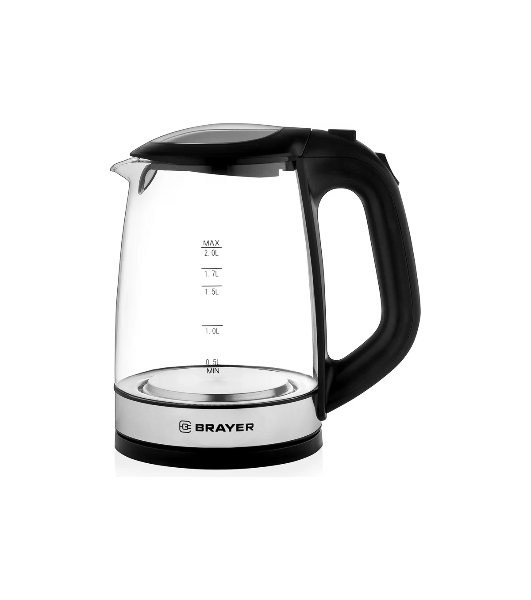 Электрочайник BRAYER BR1040BK черный, 2.0 л, 2200 Вт, скрытый нагревательный элемент