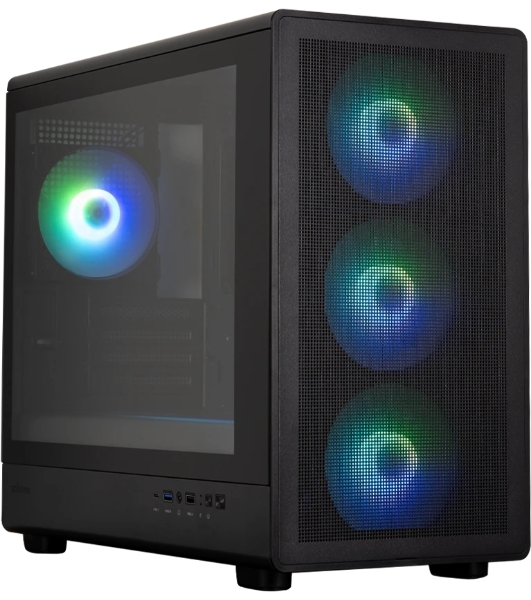 Компьютерный корпус ZALMAN M5, MATX, BLACK, WINDOW, 1xCombo (3.5'' or 2.5''), 1x3.5', 2x2.5', 1xUSB2.0, 1xUSB3.0, 1xUSB Type-C, FRONT 3x120мм ARGB, REAR 1x120мм ARGB
