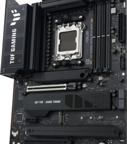 Материнская плата ASUS TUF GAMING X870E-PLUS WIFI7, AM5, AMD X870E, 4xDDR5, 4xSATA, 4xM.2, 1xPCIe 5.0 x16, 1xPCIe 4.0 x4, 1xPCIe 3.0 x1, 1xHDMI, 1x2.5Gb LAN, Wi-Fi 7, Bluetooth 5.4, 2xUSB-C 40Gbps, 3xUSB-A 10Gbps, 4xUSB-A 5Gbps, 4xUSB-A 2.0, 3x3.5 мм, 7.1, ATX