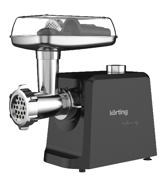 Мясорубка электрическая KORTING KMG 0601 Infinity черный, 2500 Вт, 3.5 кг/мин, реверс, металлический лоток, насадки - 6
