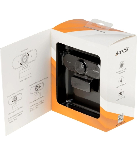 Веб-камера A4Tech PK-935HL 1920x1080, 30 кадр/с, USB Type-A, микрофон, ручная фокусировка, универсальное крепление