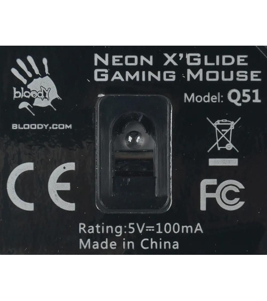 Мышь проводная A4Tech Bloody Q51 черный, 3200 dpi, USB, кнопки - 8